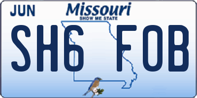 MO license plate SH6F0B
