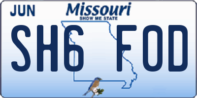 MO license plate SH6F0D
