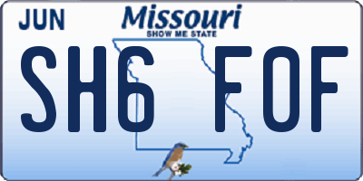 MO license plate SH6F0F