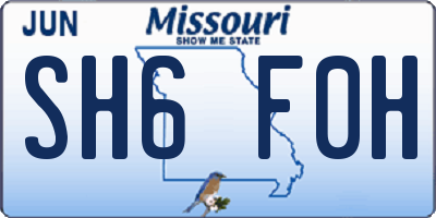 MO license plate SH6F0H