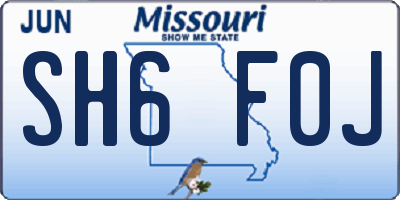 MO license plate SH6F0J