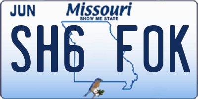 MO license plate SH6F0K
