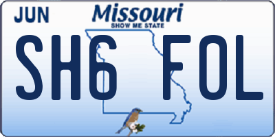 MO license plate SH6F0L
