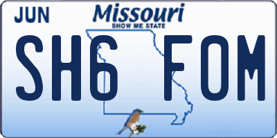MO license plate SH6F0M