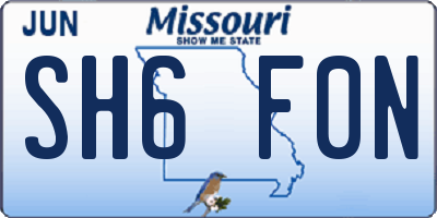 MO license plate SH6F0N