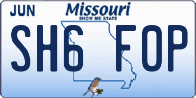 MO license plate SH6F0P