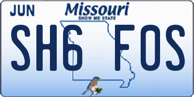 MO license plate SH6F0S