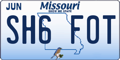 MO license plate SH6F0T