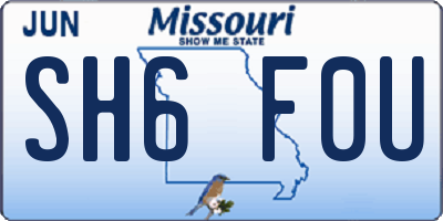 MO license plate SH6F0U