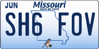 MO license plate SH6F0V
