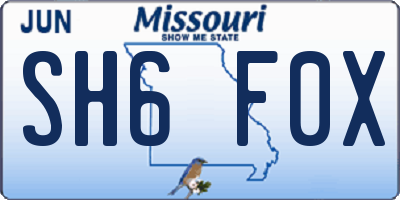 MO license plate SH6F0X