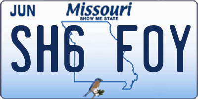 MO license plate SH6F0Y
