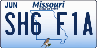 MO license plate SH6F1A