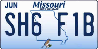MO license plate SH6F1B