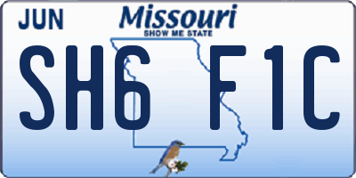 MO license plate SH6F1C