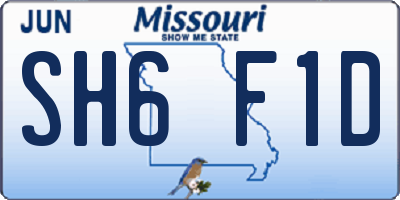 MO license plate SH6F1D