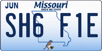 MO license plate SH6F1E