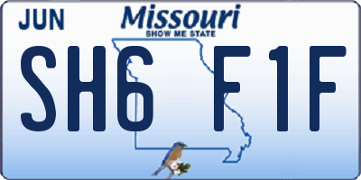 MO license plate SH6F1F