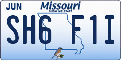 MO license plate SH6F1I