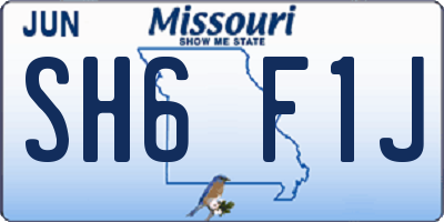 MO license plate SH6F1J