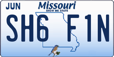 MO license plate SH6F1N