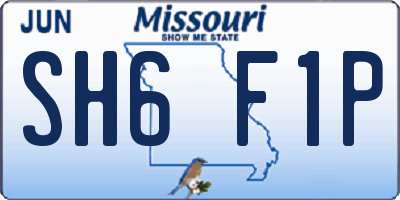 MO license plate SH6F1P