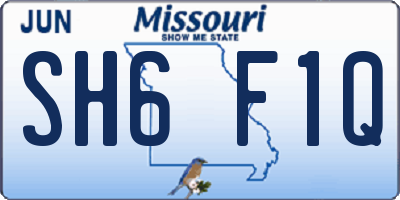 MO license plate SH6F1Q
