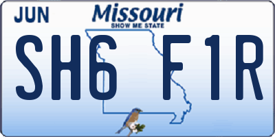 MO license plate SH6F1R