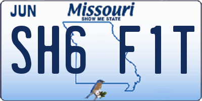 MO license plate SH6F1T