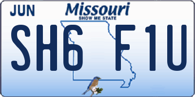 MO license plate SH6F1U