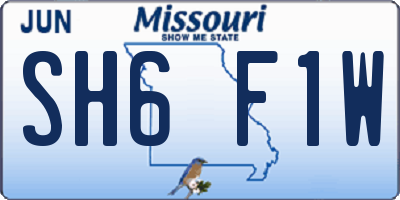 MO license plate SH6F1W