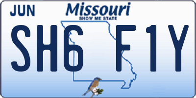MO license plate SH6F1Y
