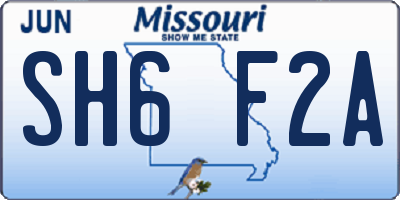 MO license plate SH6F2A
