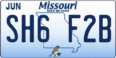 MO license plate SH6F2B