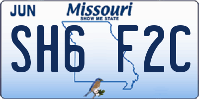 MO license plate SH6F2C