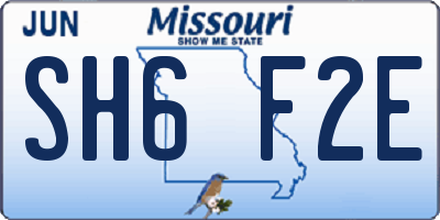 MO license plate SH6F2E
