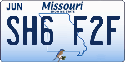 MO license plate SH6F2F