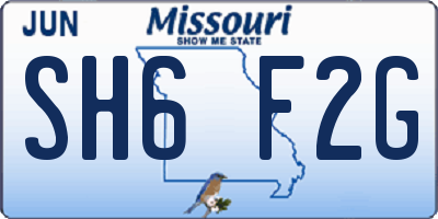 MO license plate SH6F2G