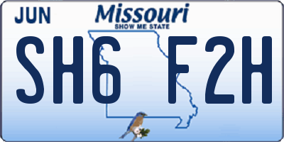 MO license plate SH6F2H