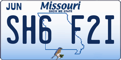 MO license plate SH6F2I