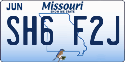 MO license plate SH6F2J