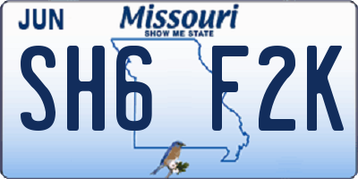 MO license plate SH6F2K
