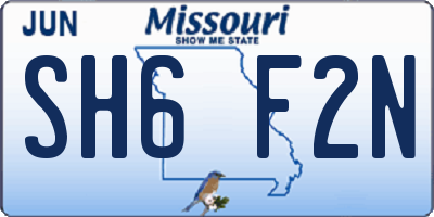 MO license plate SH6F2N