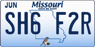 MO license plate SH6F2R