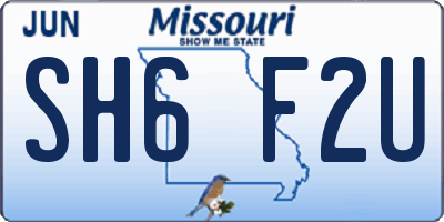 MO license plate SH6F2U