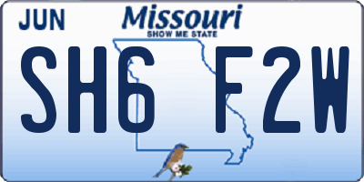 MO license plate SH6F2W