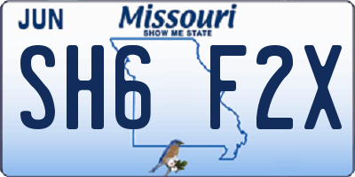 MO license plate SH6F2X