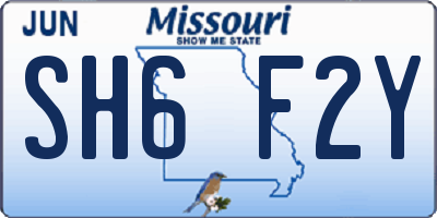 MO license plate SH6F2Y
