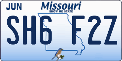 MO license plate SH6F2Z