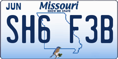 MO license plate SH6F3B